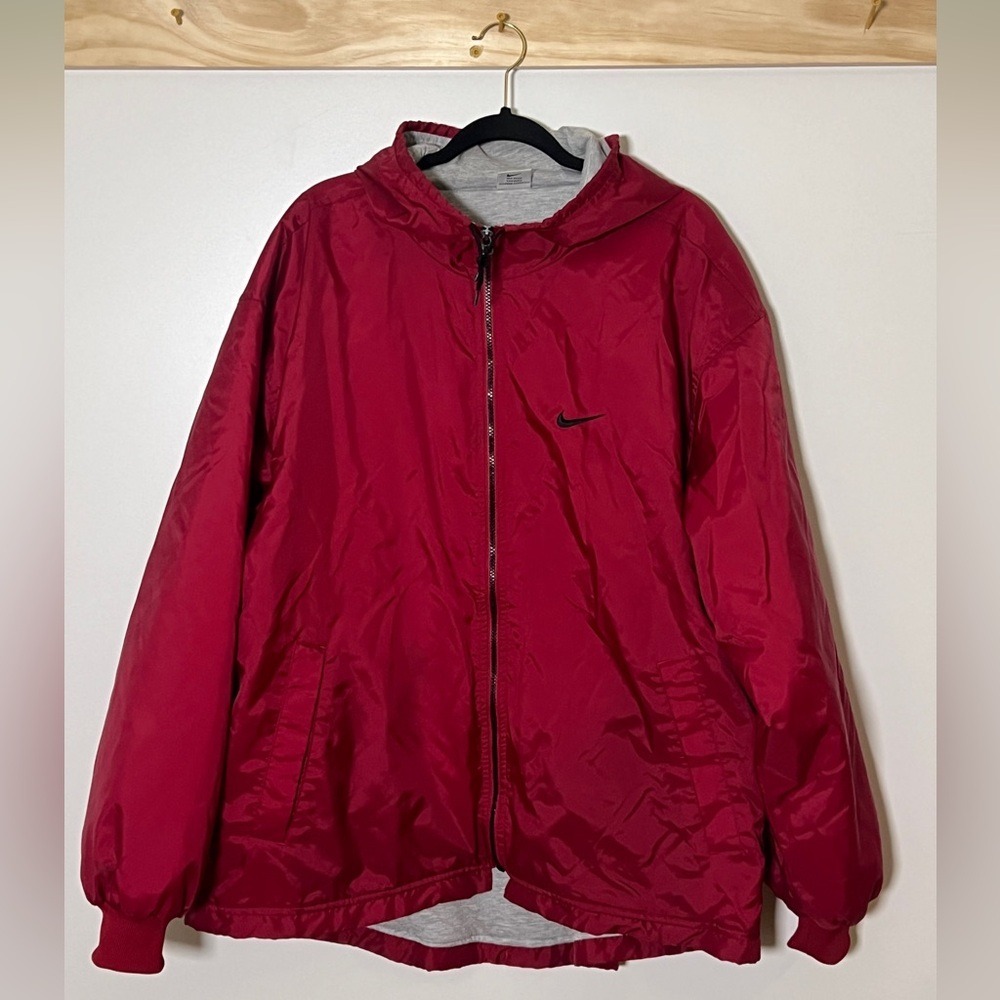 Vintage Nike Windbreaker‎ Jacket Hood Red Sporty Men Size Large